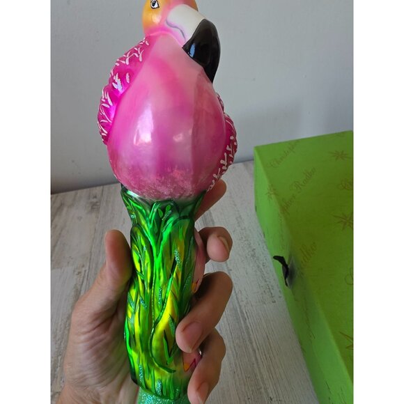 Radko flamingo finial Miami pink bird rare Master Craftsman glitter pink tropica - Picture 7 of 15